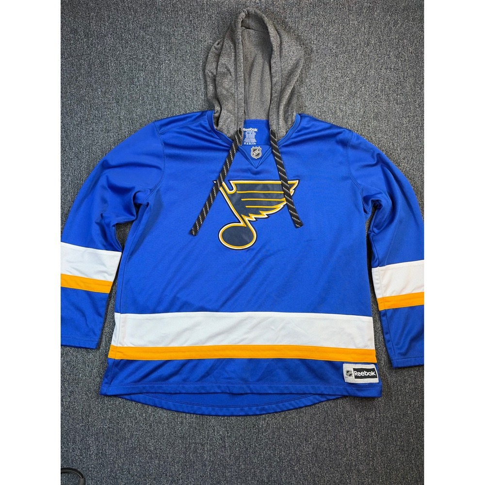 Reebok St.‎ Louis Blues NHL Jersey Hoodie Womens 2XL Blue Pullover Sweatshirt
